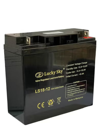 Lucky Sky 12V 18Ah Sealed Lead Acid Battery – Rechargeable UPS & CCTV Backup