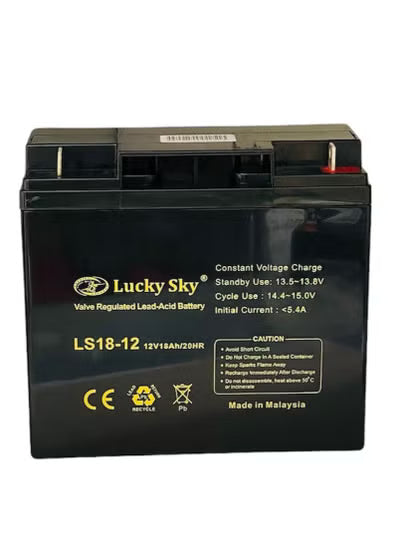 Lucky Sky 12V 18Ah Sealed Lead Acid Battery – Rechargeable UPS & CCTV Backup