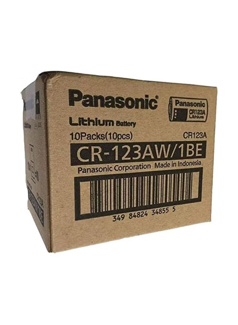 Panasonic CR123A 3V Lithium Battery – High Performance Camera & Security Battery Pack of 10