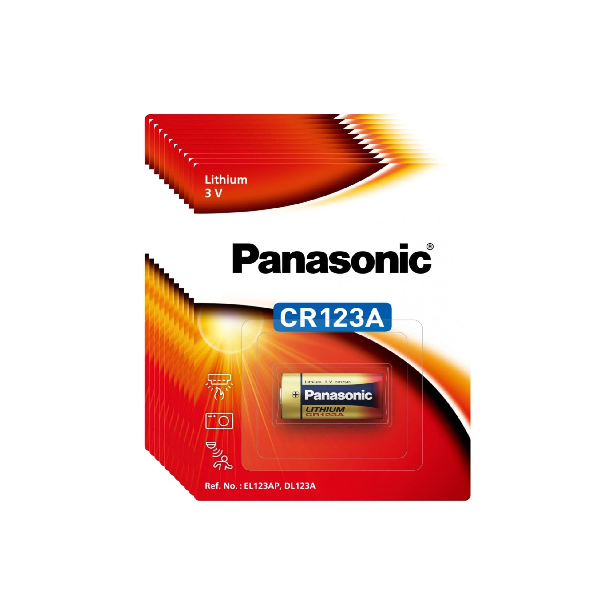 Panasonic CR123A 3V Lithium Battery – High Performance Camera & Security Battery Pack of 10