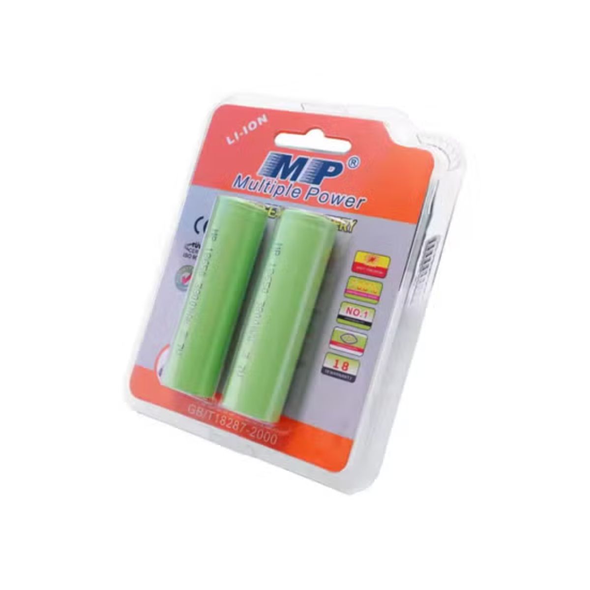 MP 18650 3800mAh Rechargeable Li-ion Battery 2-Pack
