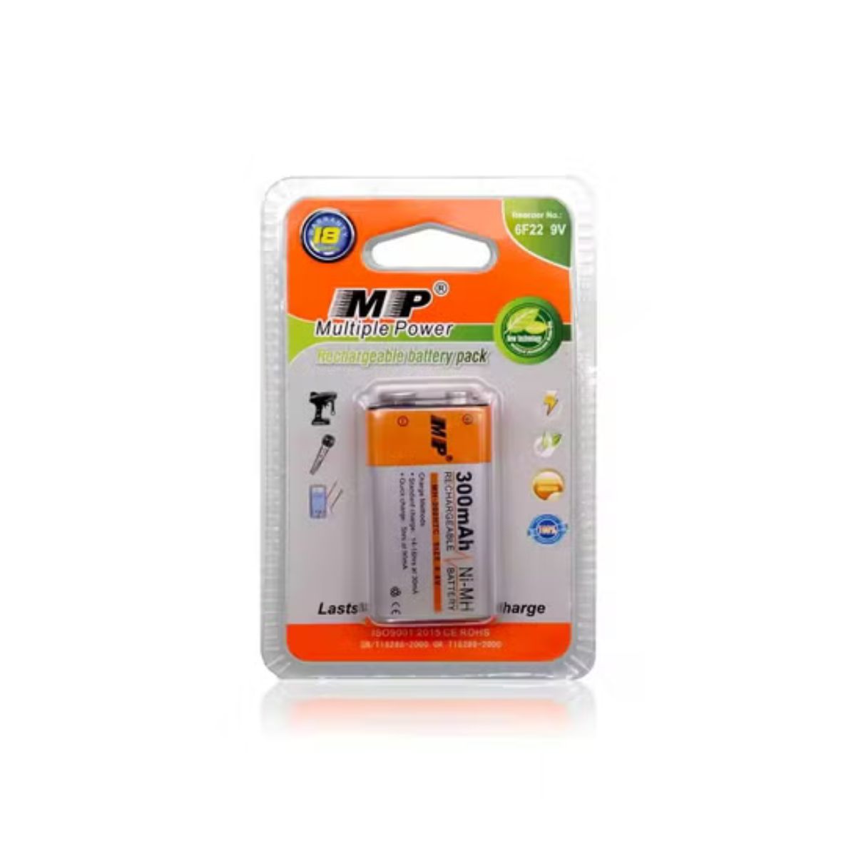 MP 9V 300mAh Rechargeable Ni-MH Battery