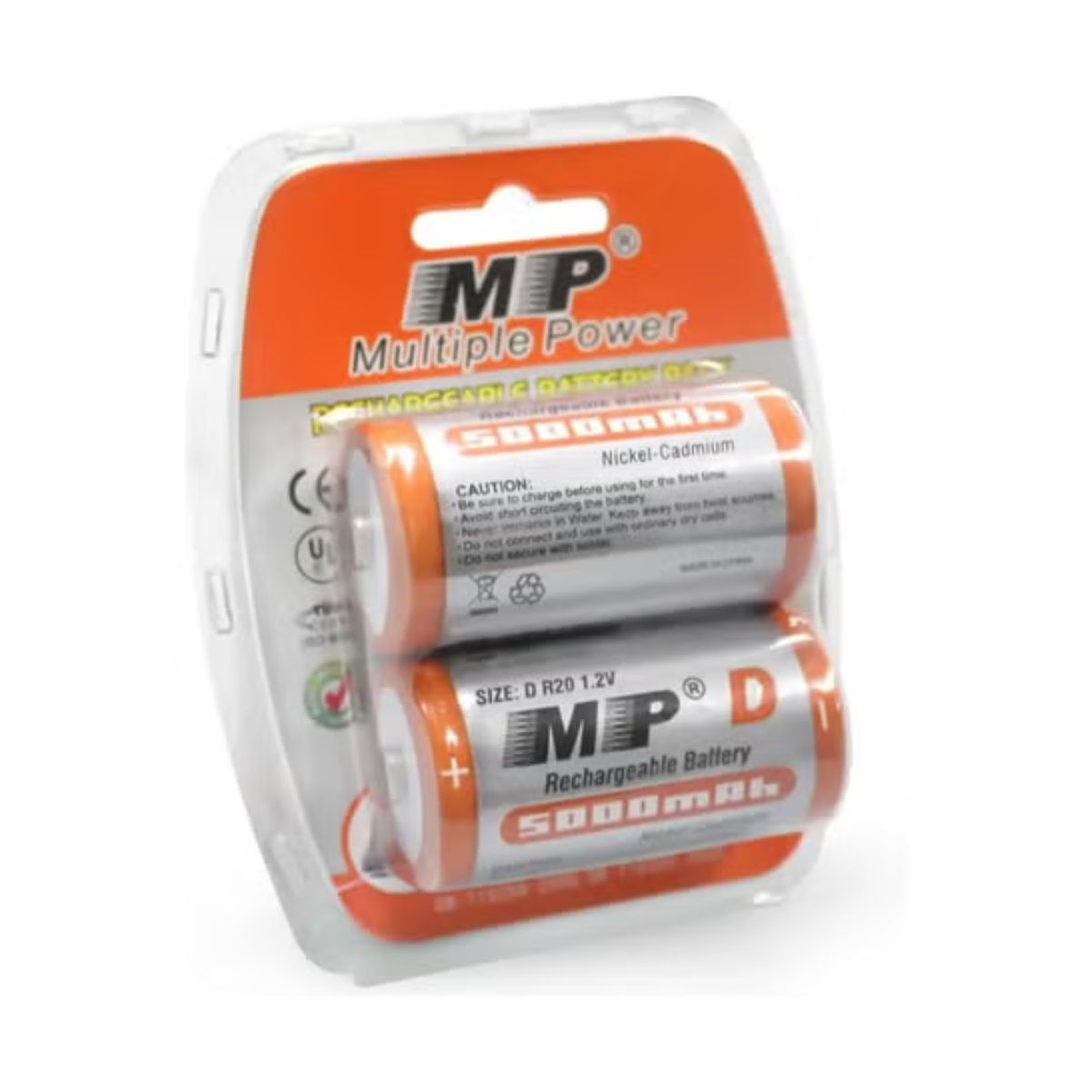 MP D Size 5000mAh 1.2V Rechargeable Ni-MH Battery – 2 Pack