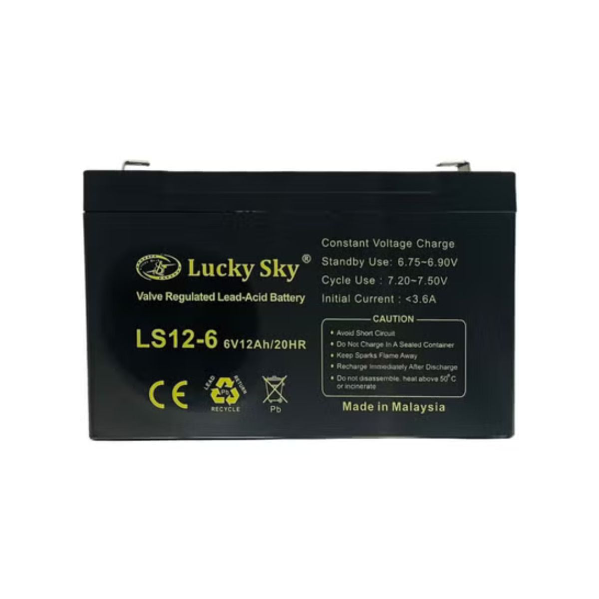 Lucky Sky 6V 12Ah Sealed Lead Acid Battery – Rechargeable Backup Power