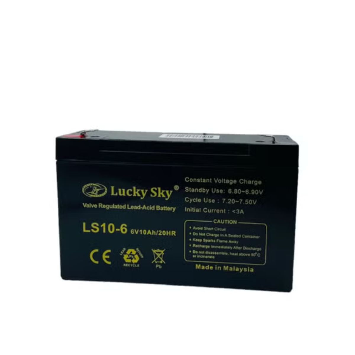 Lucky Sky 6V 10Ah Sealed Lead Acid Battery – Toy Car & Emergency Light Backup