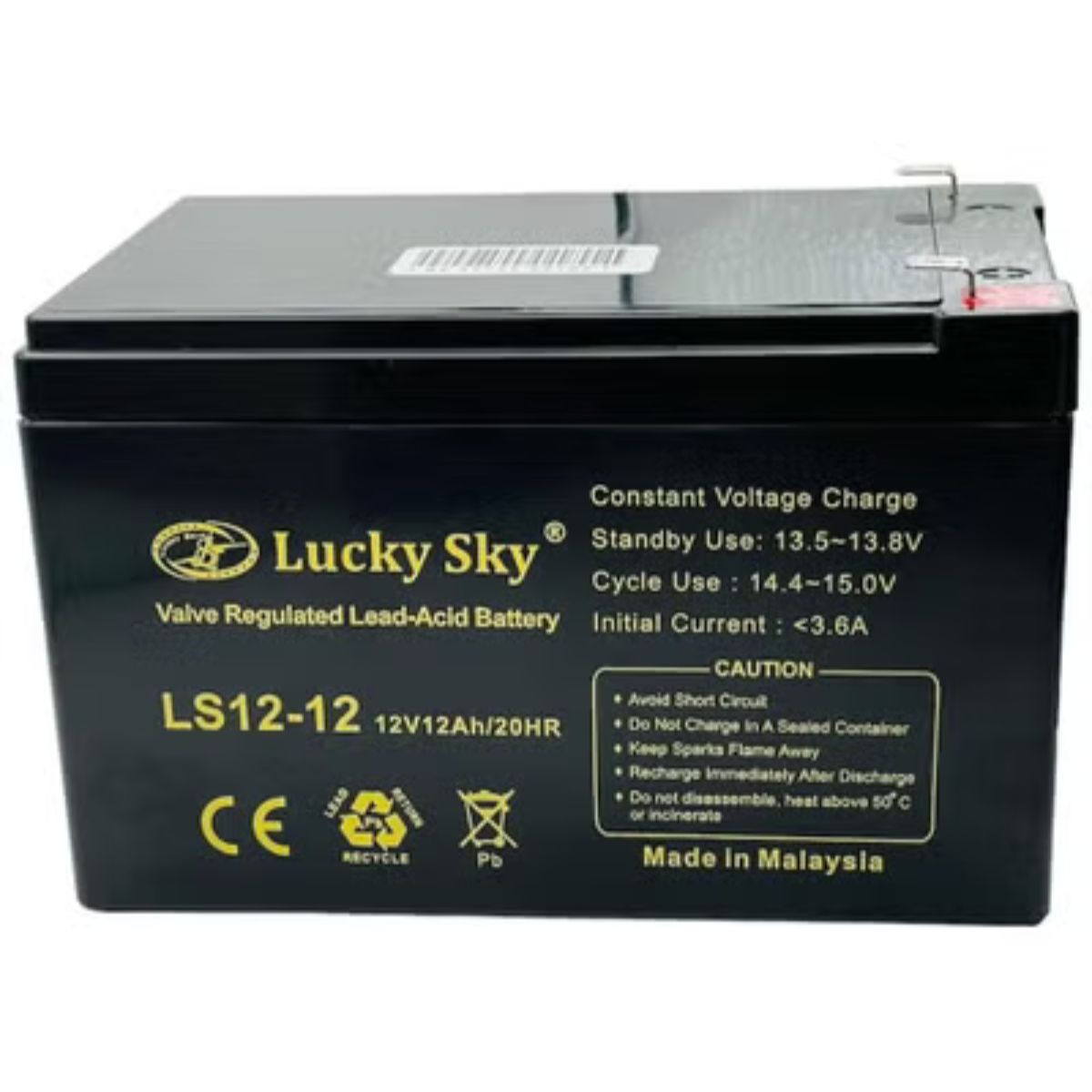 Lucky Sky 12V 12Ah Sealed Lead Acid Battery – UPS, CCTV & Router Backup