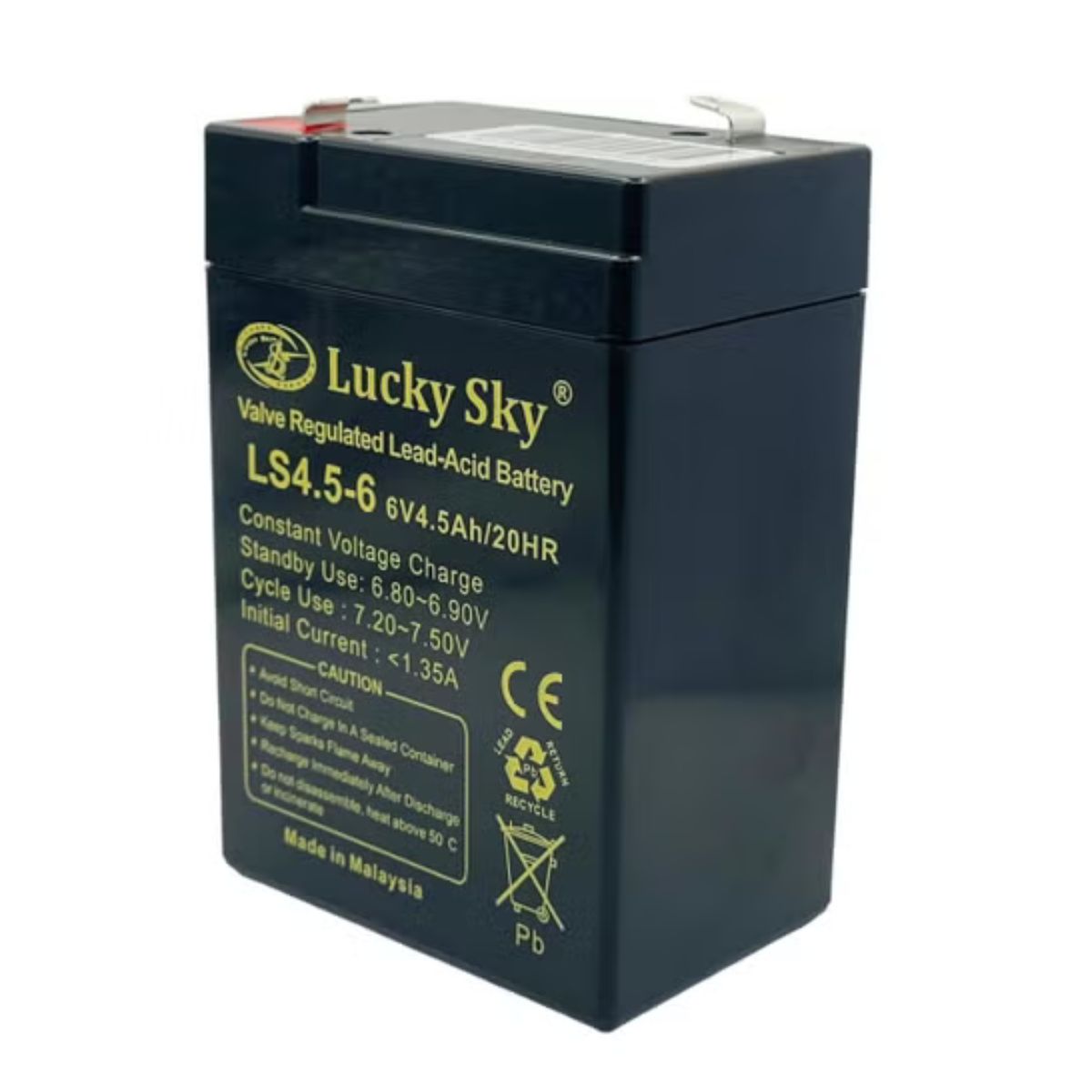 Lucky Sky 6V 4.5Ah Sealed Lead Acid Battery – Emergency Light & Toy Backup