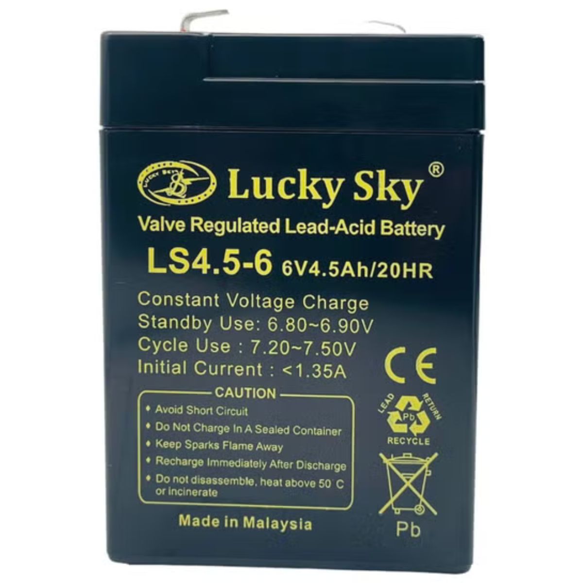 Lucky Sky 6V 4.5Ah Sealed Lead Acid Battery – Emergency Light & Toy Backup