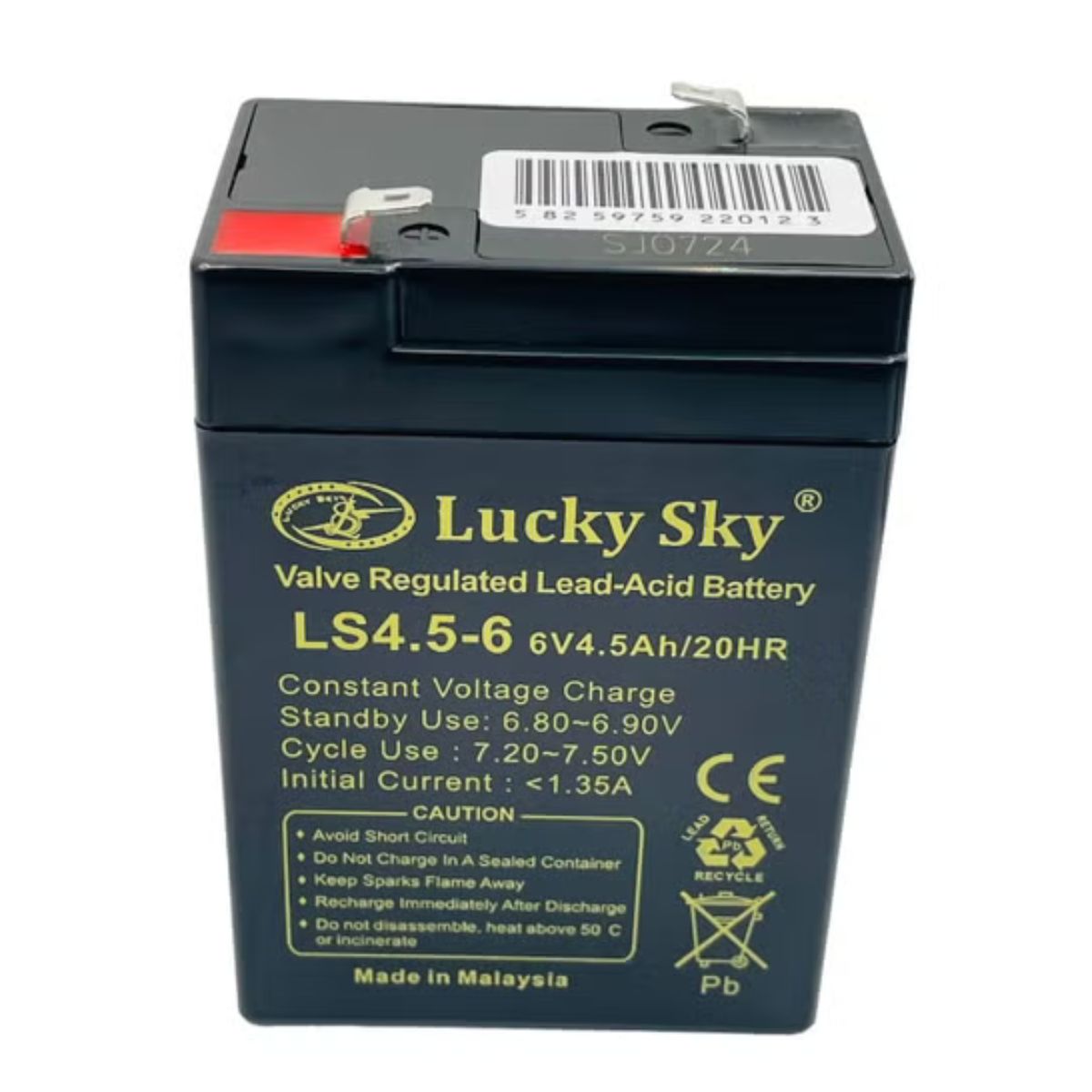 Lucky Sky 6V 4.5Ah Sealed Lead Acid Battery – Emergency Light & Toy Backup