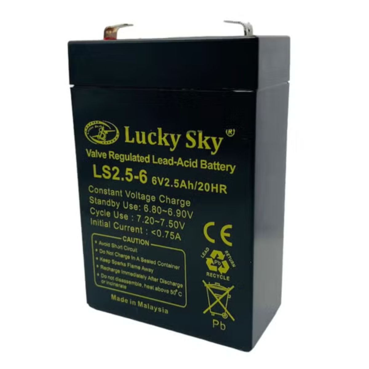 Lucky Sky 6V 2.5Ah Sealed Lead Acid Battery – Emergency Light Backup Battery