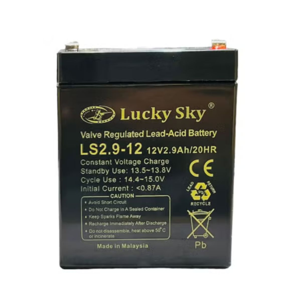 Lucky Sky 12V 2.9Ah Sealed Lead Acid Battery – Alarm, Router & Emergency Backup