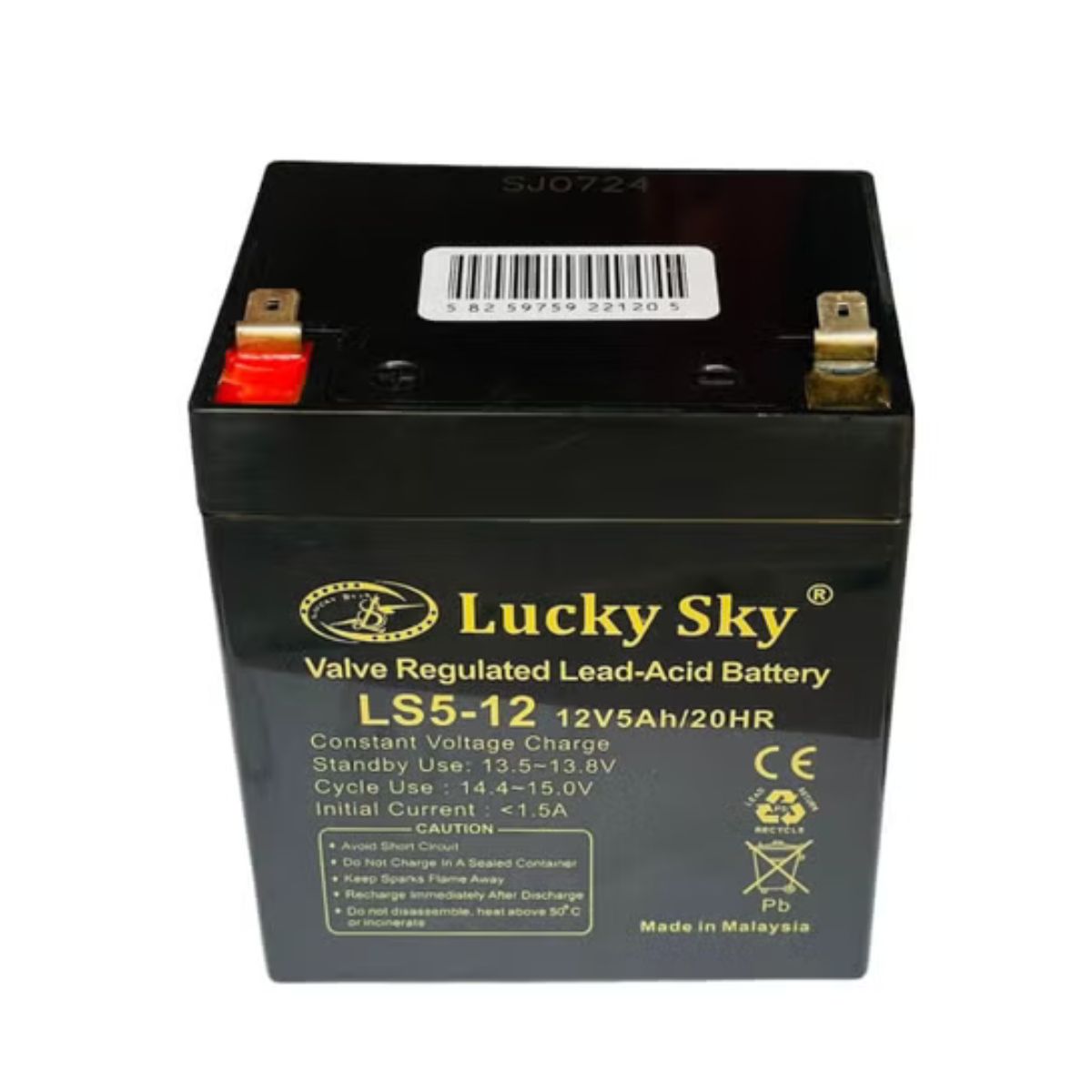 Lucky Sky 12V 5Ah Sealed Lead Acid Battery – Emergency Light & Alarm Backup