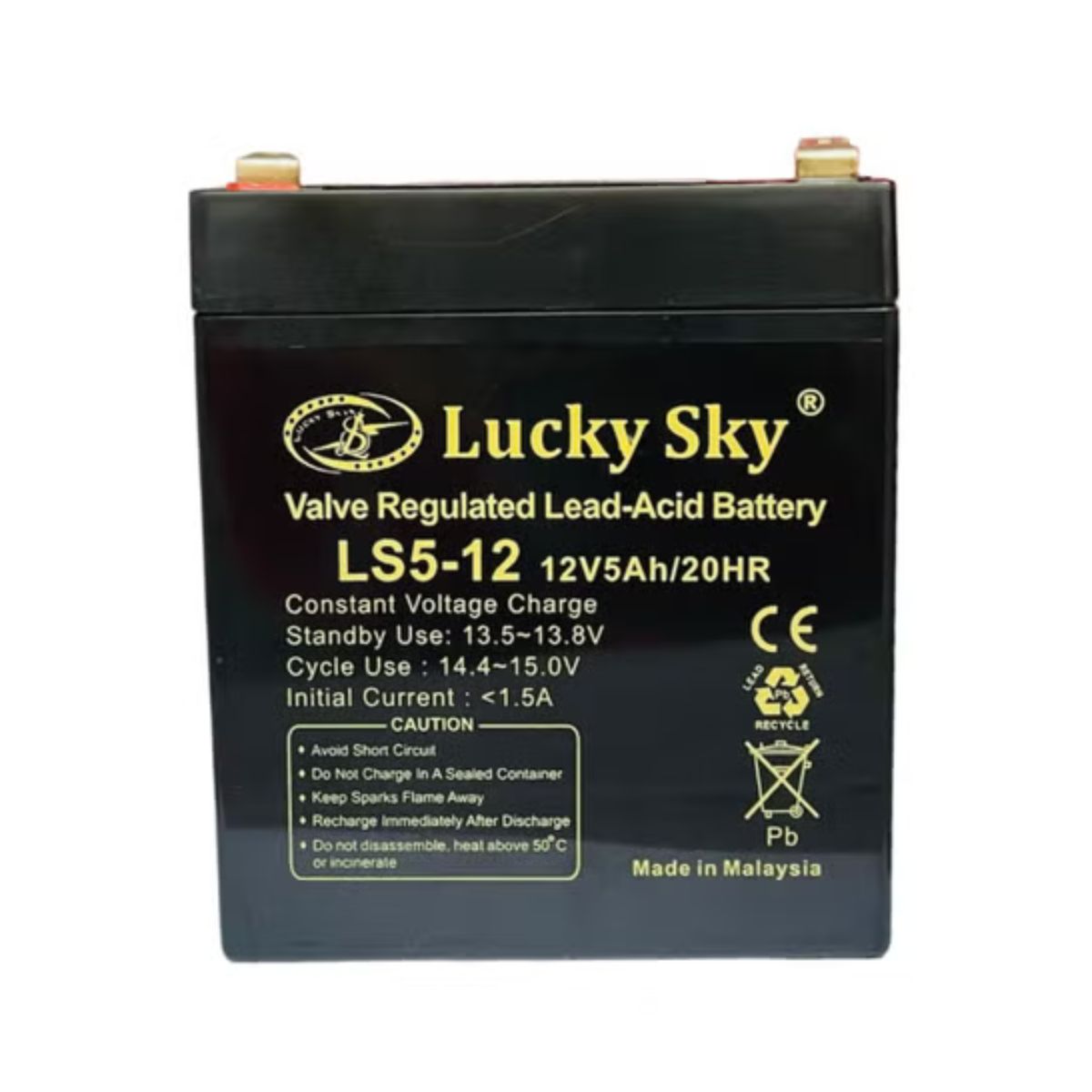 Lucky Sky 12V 5Ah Sealed Lead Acid Battery – Emergency Light & Alarm Backup