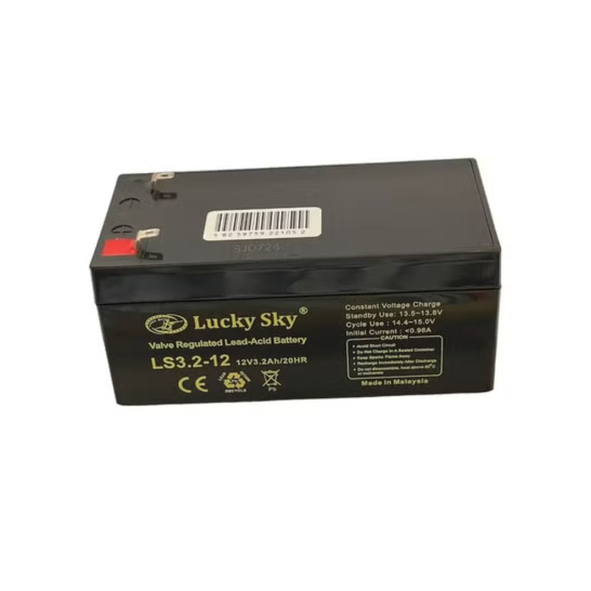 Lucky Sky 12V 3.2Ah Sealed Lead Acid Battery – Alarm & Router Backup
