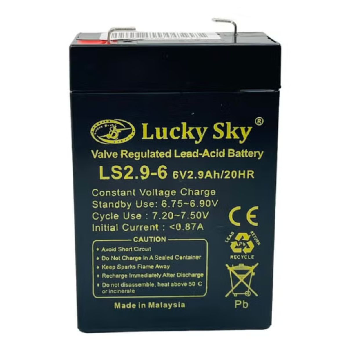 Lucky Sky 6V 2.9Ah Sealed Lead Acid Battery – Emergency Light & Lantern Backup
