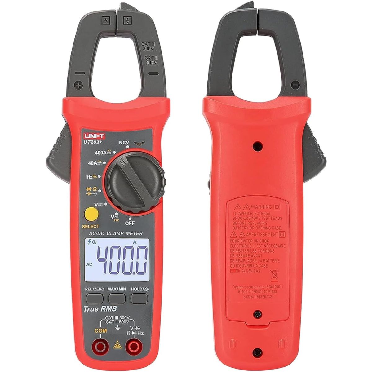 UNI-T UT203+ Digital Clamp Meter 600A AC Current Voltage Resistance Continuity Tester