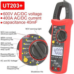 UNI-T UT203+ Digital Clamp Meter 600A AC Current Voltage Resistance Continuity Tester