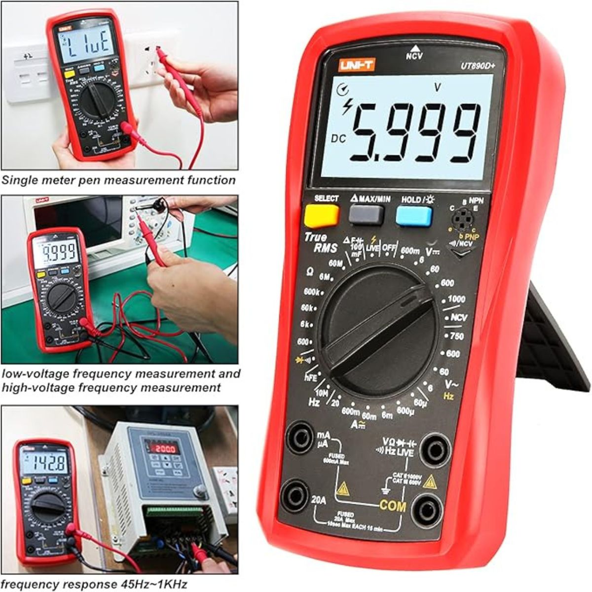 UNI-T UT890D+ Digital Multimeter AC/DC Voltage Current Resistance Continuity NCV Tester