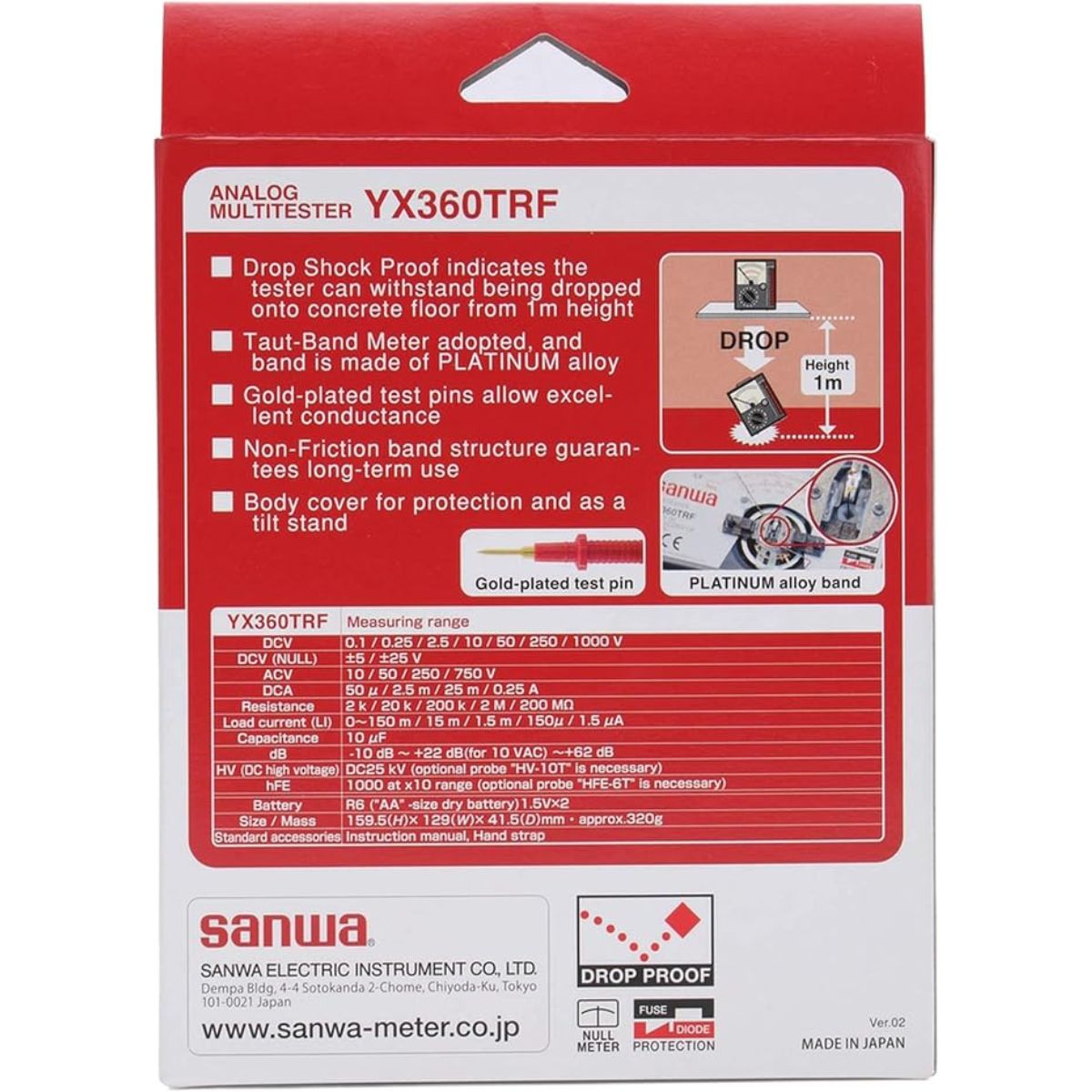 SANWA YX360TRF Analog Multimeter DC/AC Voltage Current Resistance Tester