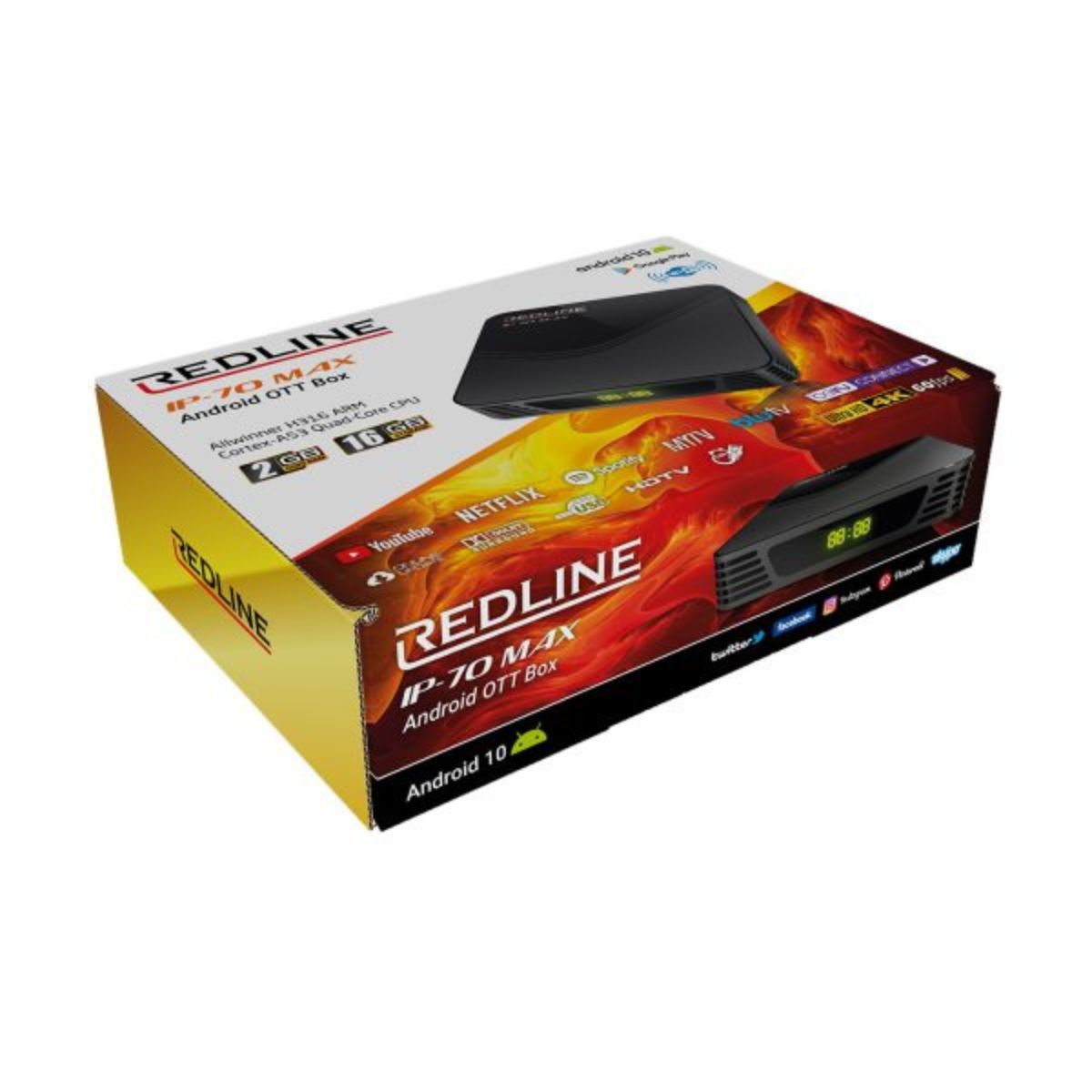 IP-70 MAX Android TV Box 4K Ultra HD Streaming Media Player 2GB RAM 16GB Storage